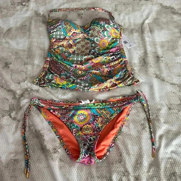 Bleu Rod Beattie Seriously Sunny Bandeau Tankini Top and Bikini Bottom Size 6 - Picture 8 of 12